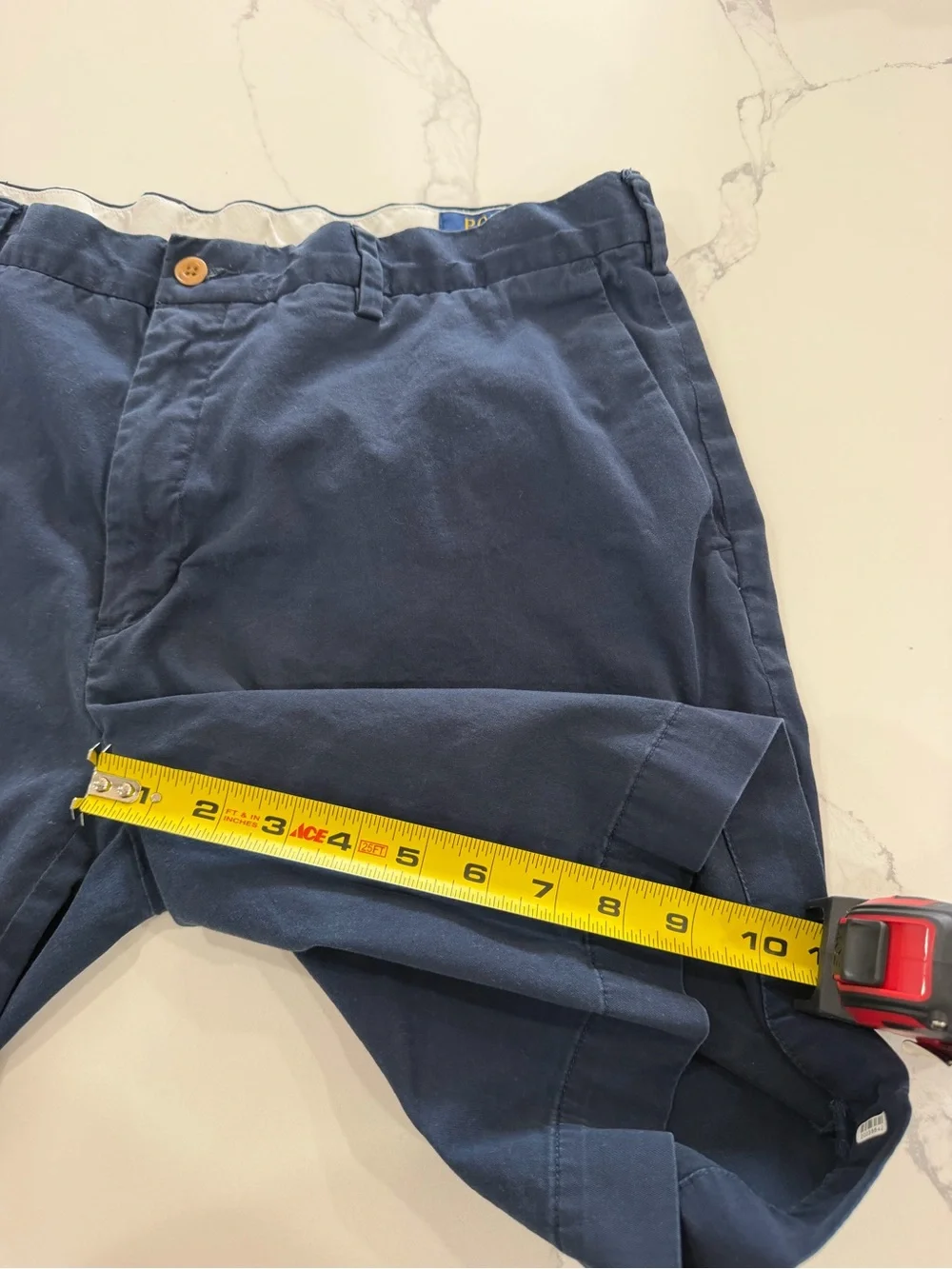 Polo Ralph Lauren Mens Chino Shorts Size 36 Navy Blue Flat Front 9” Inseam